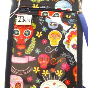 funda móvil tela algodón calaveras colores fnegro