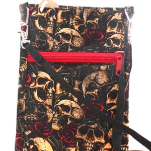 funda móvil tela algodón calaveras y rosas