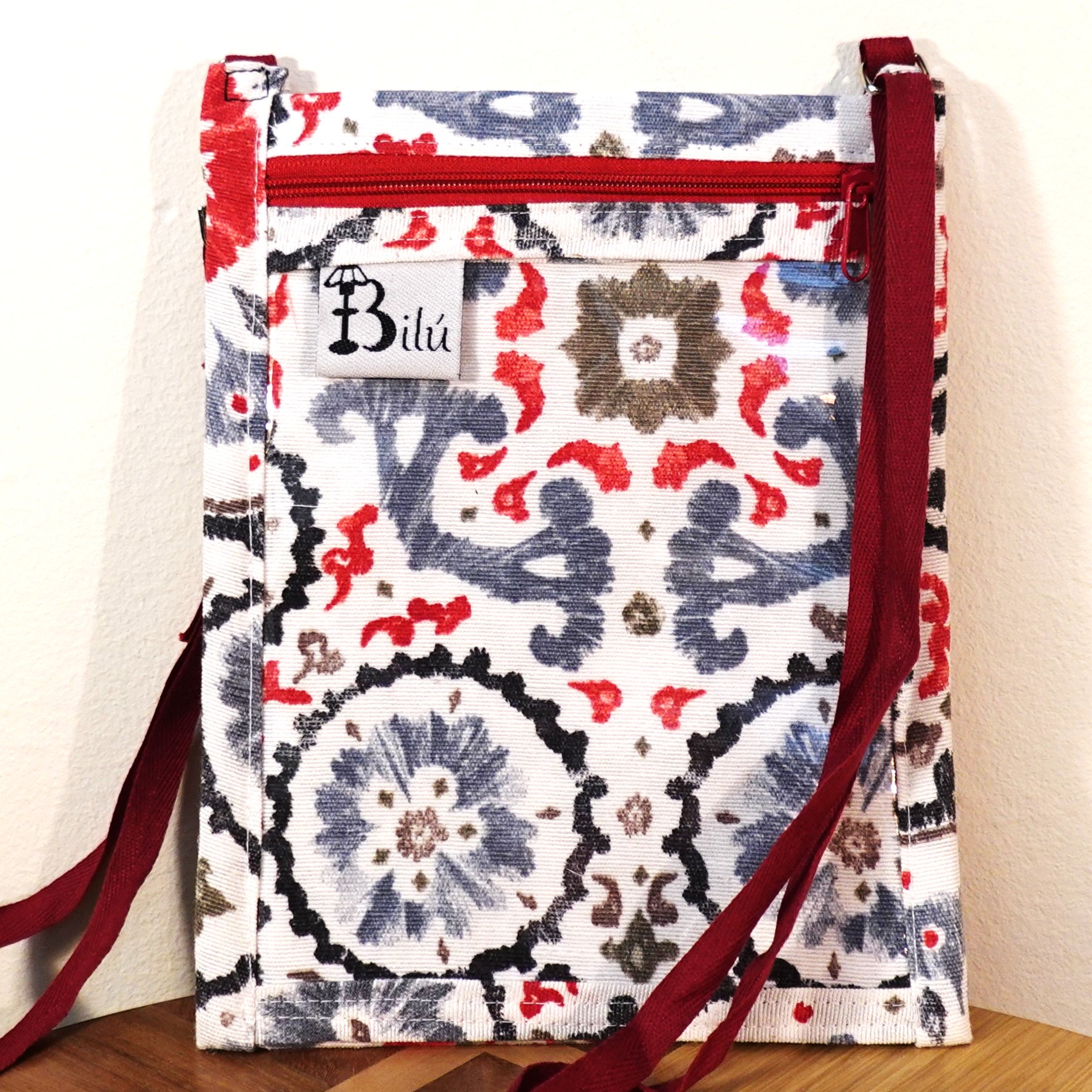 funda móvil tela algodón ramas blancas