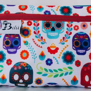 Mini neceser doble tela resinada - Calaveras color