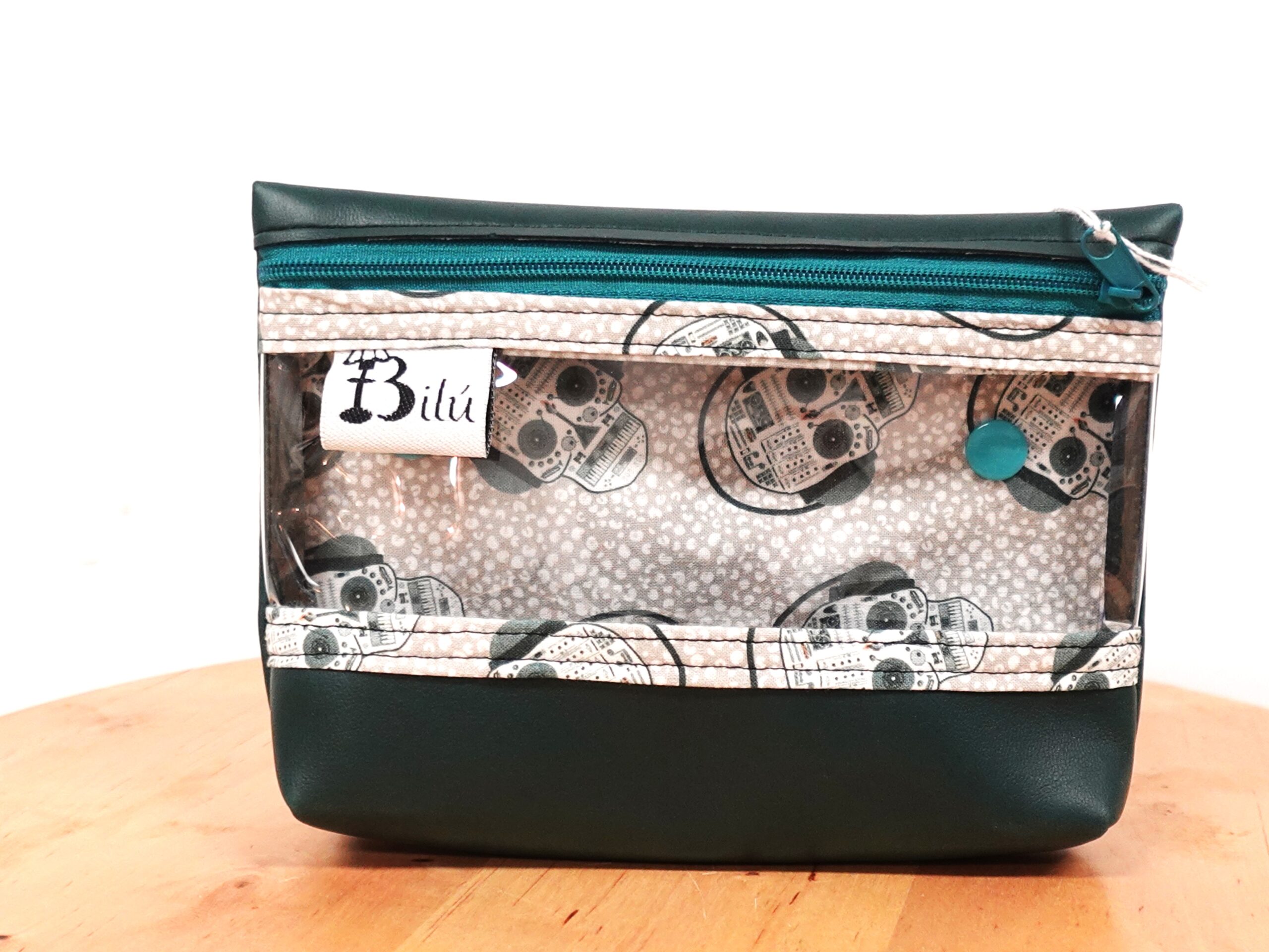 mini neceser doble tela algodón calaveras con cascos mini neceser doble tela algodón calaveras con cascos