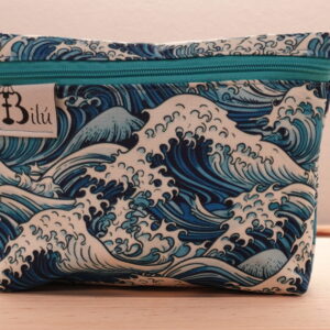 mini neceser doble tela resinada olas japonesas