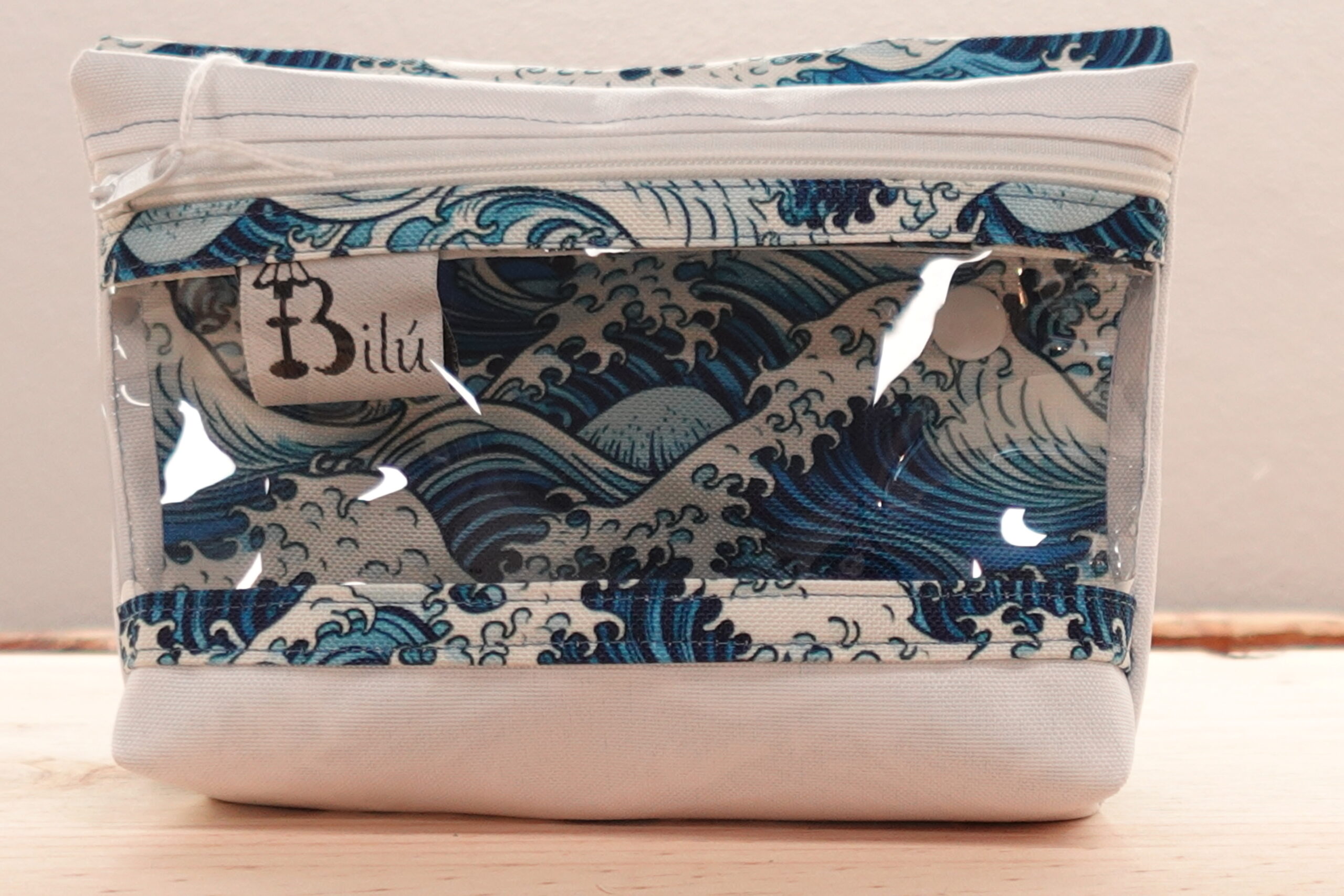 mini neceser doble tela resinada olas japonesas mini neceser doble tela resinada olas japonesas