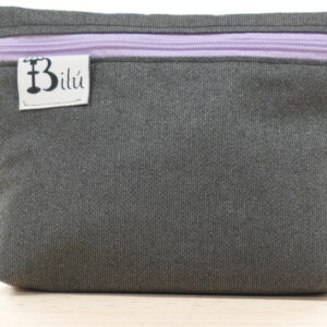 mini neceser doble tela resinada gris oscuro