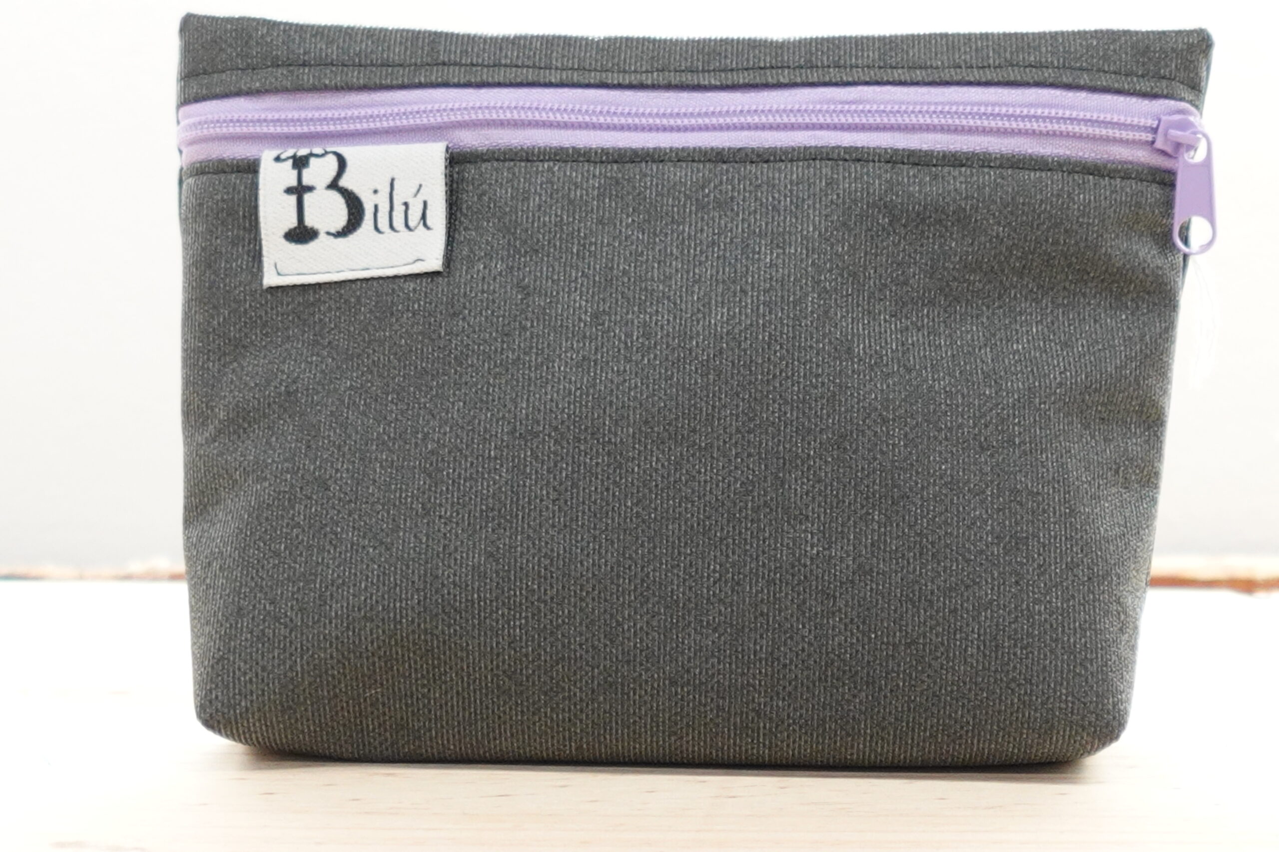 mini neceser doble tela resinada gris oscuro mini neceser doble tela resinada gris oscuro